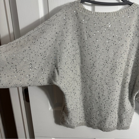 Fabiana Filippi cashmere sweater, gray with sequins, dolman slv., XXS - Picture 2 of 11